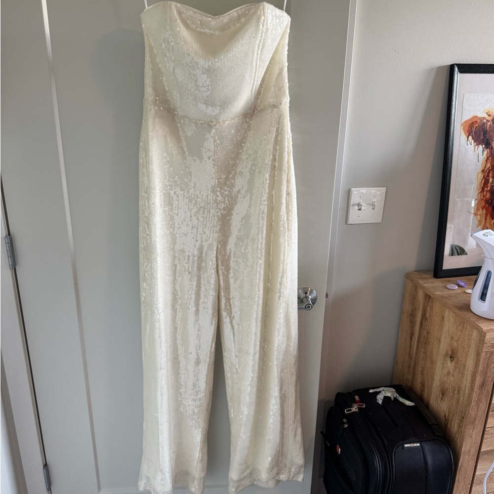 Lulu's Elegant and Fun Disco Sequin Strapless Jumpsuit